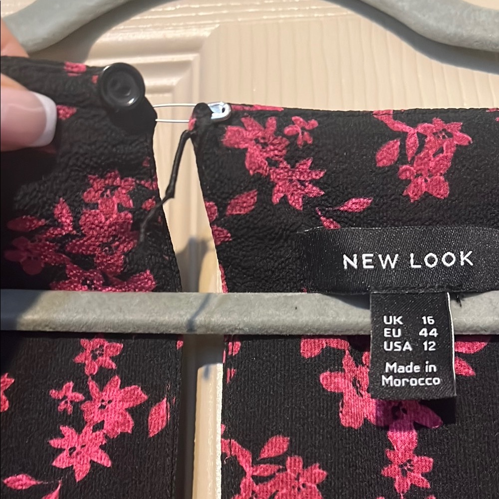 Floral Black and Pink Dress Spring Dress - Picture 4 of 5
